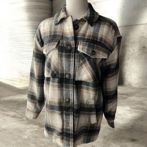Plaid Button-Up Jacket
